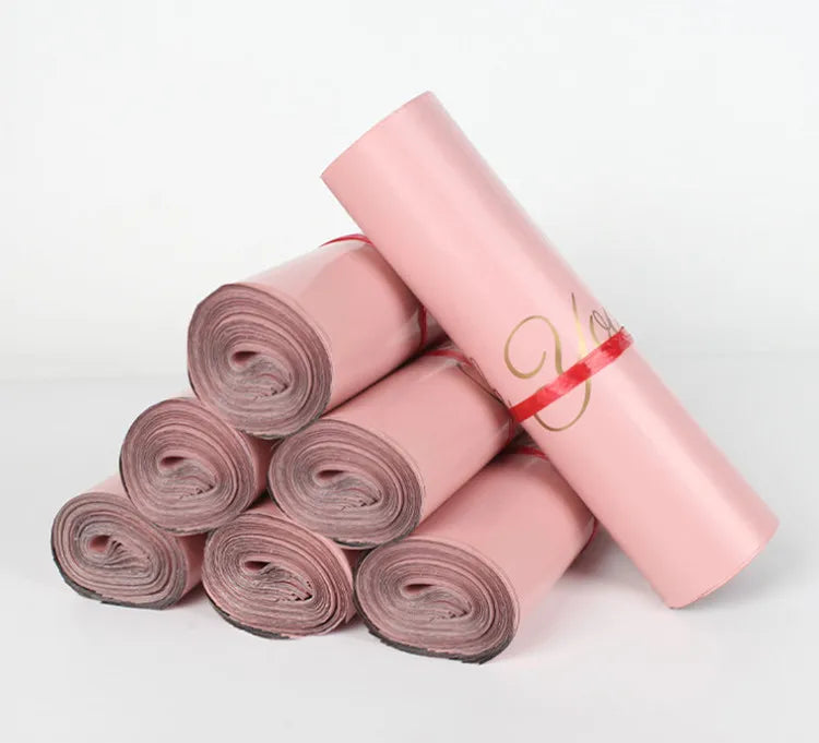 100PCS Baby Pink Poly Mailer Adhesive Envelope Thank You Bag DIY T-shirt Bra Gifts Shoes Box Express Shipping Packaging Pouches