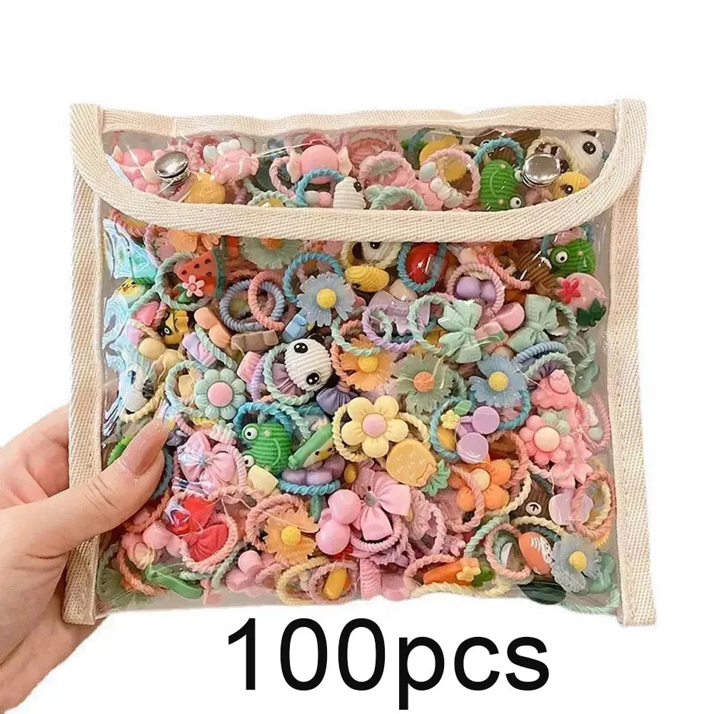 Cartoon Cute Rubber Band Hair Accessories for Little Girls 20/30/50pcs Pack Non-Hurting Hair Ties Circle Headbands