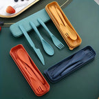 3 In1 Portable Cutlery Set Reusable Home Travel Utensil Set Fork Spoon Knife Dinnerware Set Picnic Camping Tableware with Box
