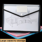 1Pcs Transparent A4 Waterproof File Folder with Press Button Plastic Document Bag for Data Storage Office Supplies