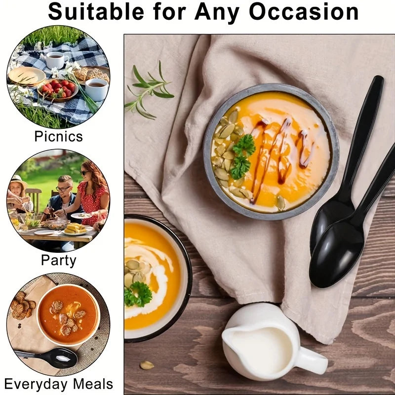 100pcs Plastic Dessert Spoons Set - Durable, Easy To Clean, Space-Saving, Perfect for Birthday Parties, Buffet Weddings