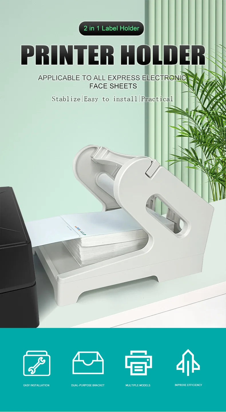 Label Holder for 4x6 Shipping Labels Printer Rolls and Fanfold Labels 2 in 1 Work for Desktop Themal Label Sticker