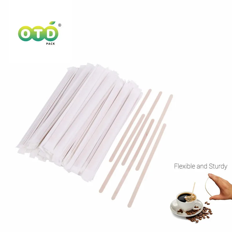 Individually Paper Wrapped Wooden Coffee Stirrers Disposable Wood Sticks for Coffee/Tea/Hot Beverage/Hot Chocolate/Cold Drinks