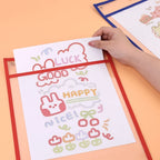Waterproof Document Storage Pouch Reusable Dry Erasable File Bag Kids PVC Clear Diy Pockets Hanging File for Teaching Supplies