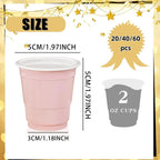 20-60Pc 2oz Mini Party Shot Cups Plastic Black Pink Disposable Birthday Party Wedding Cup for Beer Drinks Soda Punch Water Cups