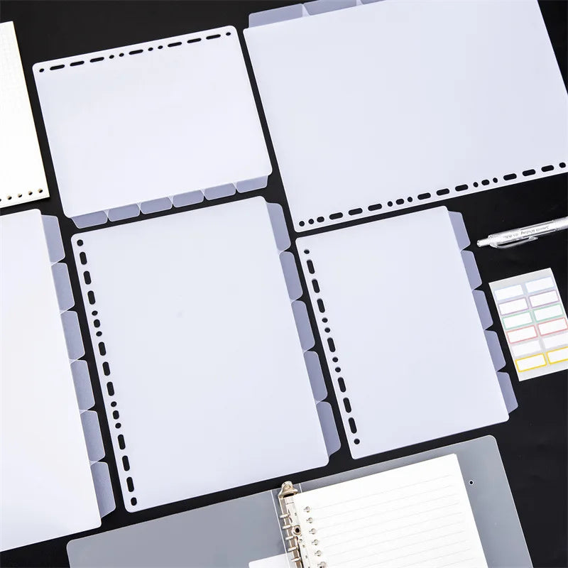 A4 A5 B5 Binder Dividers Genera Holes Binder Index 5 Tabs Frosted Plastic Planner Divider for Round Ring Binder Sheet Protector
