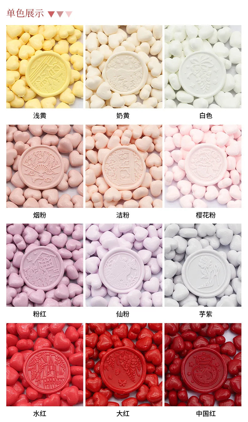 100pcs Heart-Shaped Sealing Wax Beads for Wax Seal Stamp, Great For Embellishment Of Card Envelope, Wedding Invitation