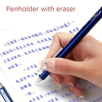 12pcs Press Type Erasable Gel Pens 0.5mm Black/Blue Ink Bullet Washable Handle Magic Refills Rod Super Capacity Ink Writing