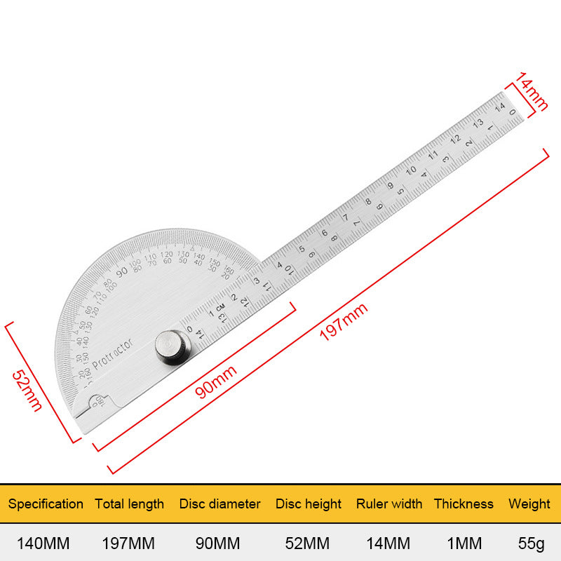 Protractor Angle Ruler Dividing Gauge Angle Ruler 180 Degree Semi Circular Carpenter Angle Ruler 14cm 1PC