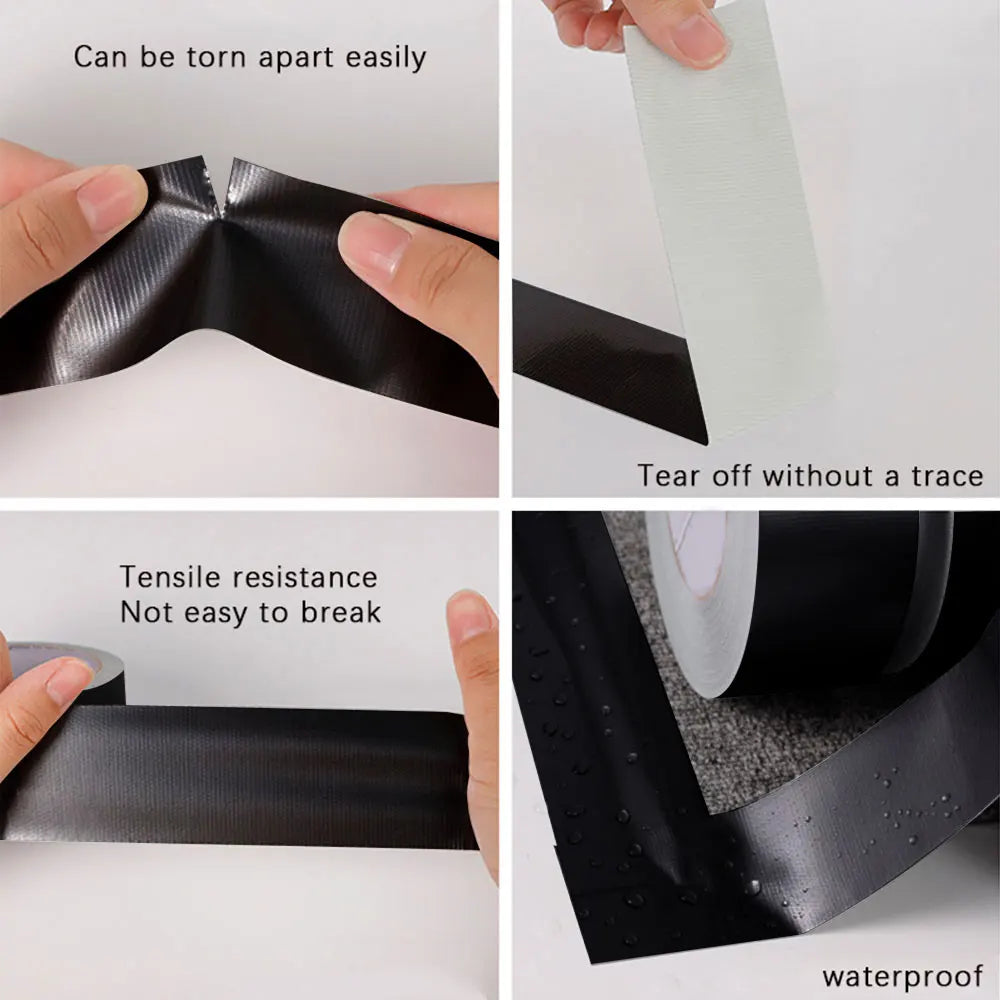 Black Super Adhesive Fabric Duct Tape Electric bicycle seat repair tarpaulin repair Black Cloth-based Adhesive Tape Packing tape