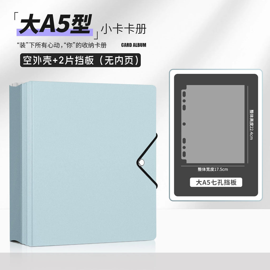 Heavy Duty A5 Card Binder W/ 55mm Large D-Rings 3-Ring Thick Photo Card Album W/ Elastic Band for K-pop Collection