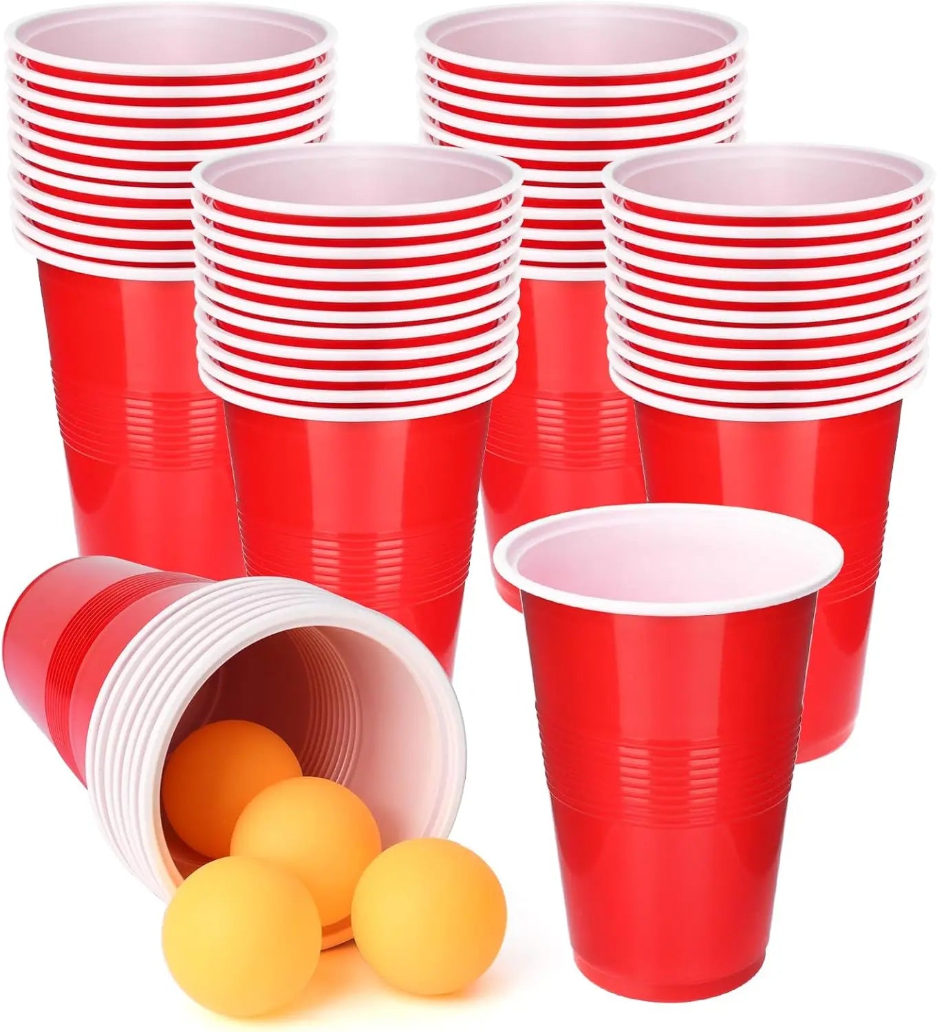 Cup Pong Game Set 22 Pcs 16 Oz Plastic Party Cups with 4 PCS Ping Pong Balls for Christmas New Year Gift  Gratuation Party