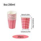 10/20/50pcs Red and White Checkered Disposable Paper Cups for BBQ Chrismas Holiday Party Decor Home Used Coffee Milk Paper Cups