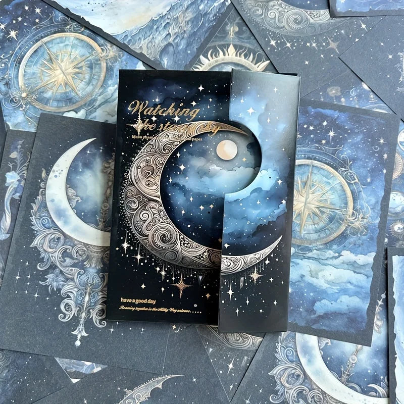 30 sheets lunar starry sky Retro Scrapbooking Material Background Paper Journal Hand Account DIY Creative Stationery Supplies