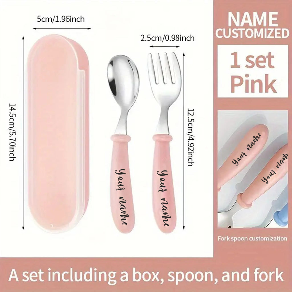 2pcs, Any Name Cutlery Set Easter Gifts,For Boys and Girls,School Lunch,Birthday Gifts,Christmas Gifts,Custom Engraved Custom