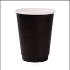 50pcs/pack Disposable Matte Black Coffee Paper Cup Hot Drinking Cup Double Layer Thickened Hollow Cup Accept Customization