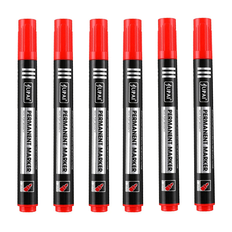 3/6Pcs/Set Permanent Marker Pen Fine Point Waterproof Ink Thin Nib Crude Nib Black Blue Red Ink 1.5mm Fine Color Marker Pens