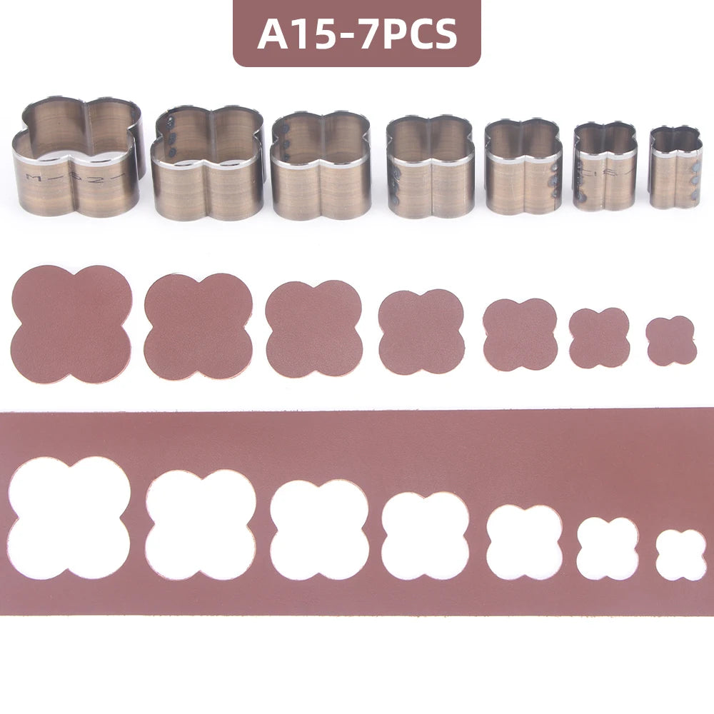7Pcs Leather Die Cutter Hollow Punching Tool Cutting Mold Punching Die Set for Handmade DIY Leather Craft 20/25/30/35/40/45/50mm