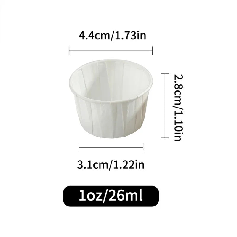 100pcs Disposable Paper Medicine Cups 0.75/1/2.5oz Mini Paper Cup for Medication Pills Distribution Food Tasting Cups Sauce Cups