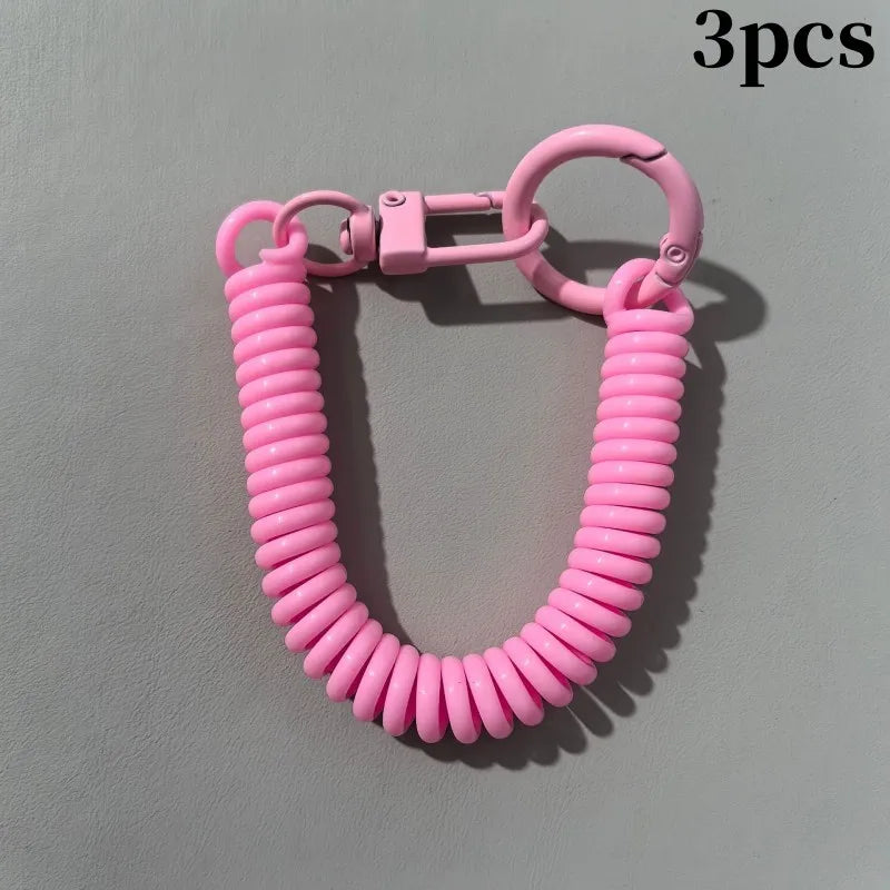 Colorful Spring Coil Lanyard DIY Phone Tether Keychain Pendant Earphone Holder for Mobile Case Accessory
