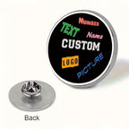 Customisable Metal Brooch - Durable Badge, Can Add Personalised Text, Photos or Images, Unique Gift, Versatile Accessory