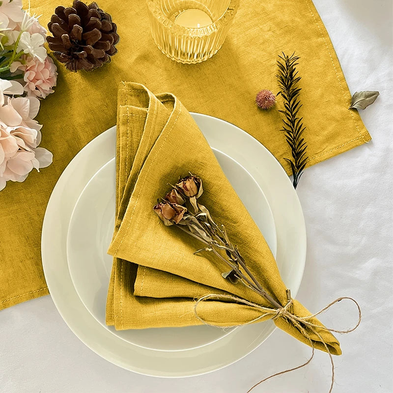 Set Of 6 40x40cm Table Cloth Napkins Durable Polyester Thicken Placemat Reusable for Kitchen Dining  Wedding Decoration