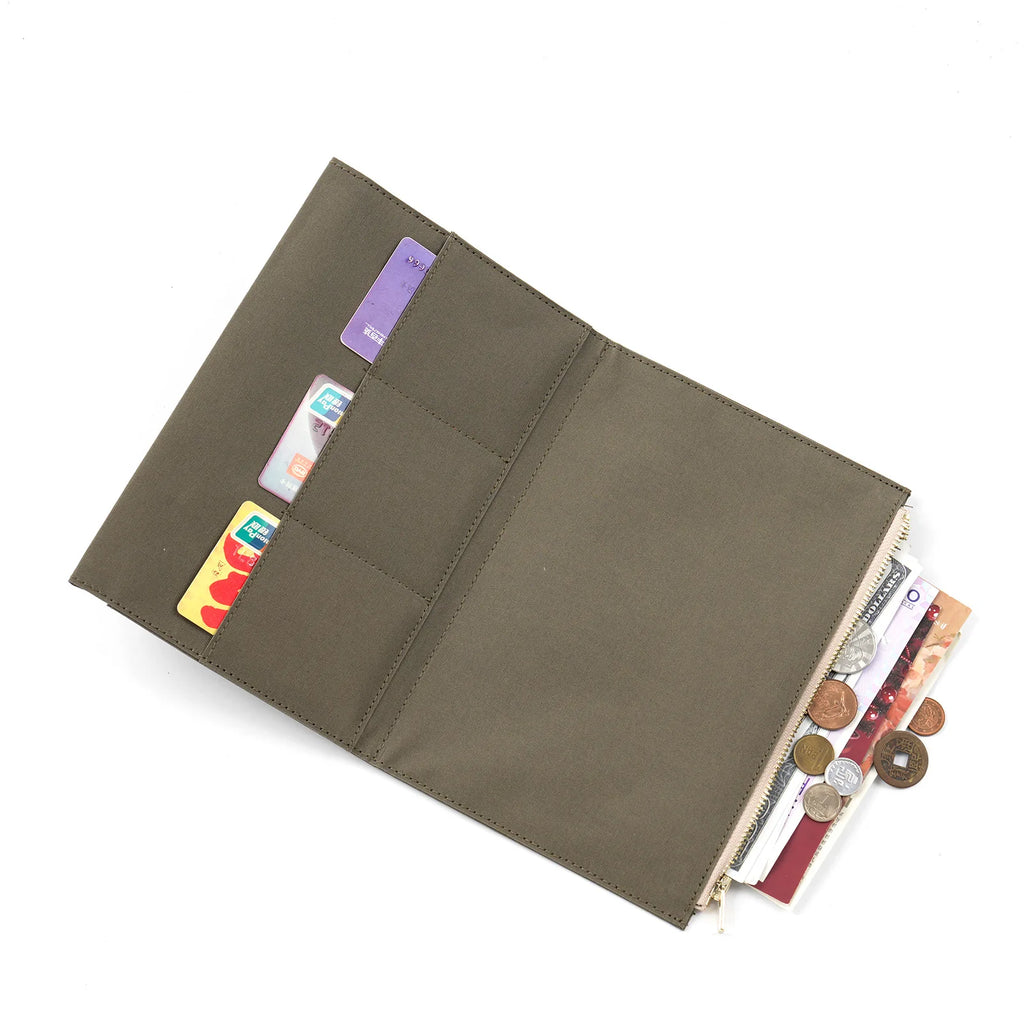 Canvas Zipper Card Holder for Travel Notebook, Canvas Storage Bag File Folder Refill Insert for Standard Journals Stationery