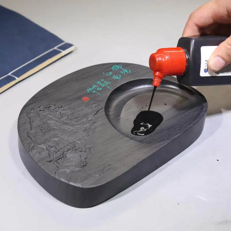 Exquisite Traditional Portable Lightweight Calligraphy Inkstones Huizhou Ink Slabs Perfect for Brush Writing Students Inkstone