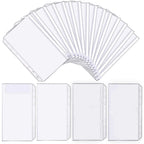 12Pcs A6 Binder Pockets Transparent PVC 6-Hole Binder Pockets Zip Folder Plastic Money Budget Envelopes