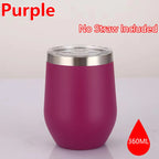 360ml Stainless Steel Eggshell Wine Tumbler Double Wall Vacuum Insulated Cup for Coffee Tea Office Home Travel