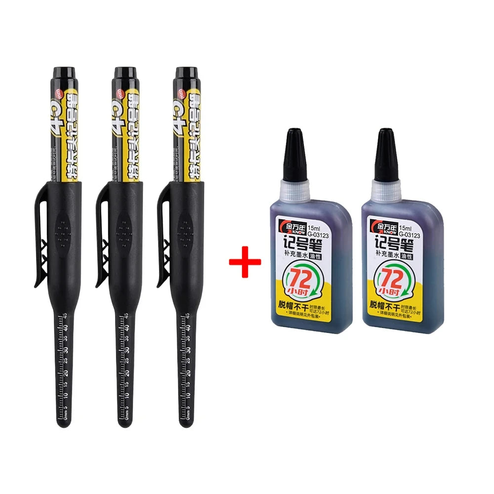45mm Deep Hole Long Nib Head Markers Deep Drill Hole Long Nib Scriber Multifunction Mechanical Carpentry Colorful Marker Pen