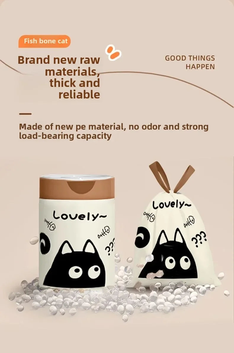 100PCS Thickened Trash Bags with Cute Cartoon Design Sturdy Tear-Resistant Garbage Liners Great for Kitchen Bathroom Office