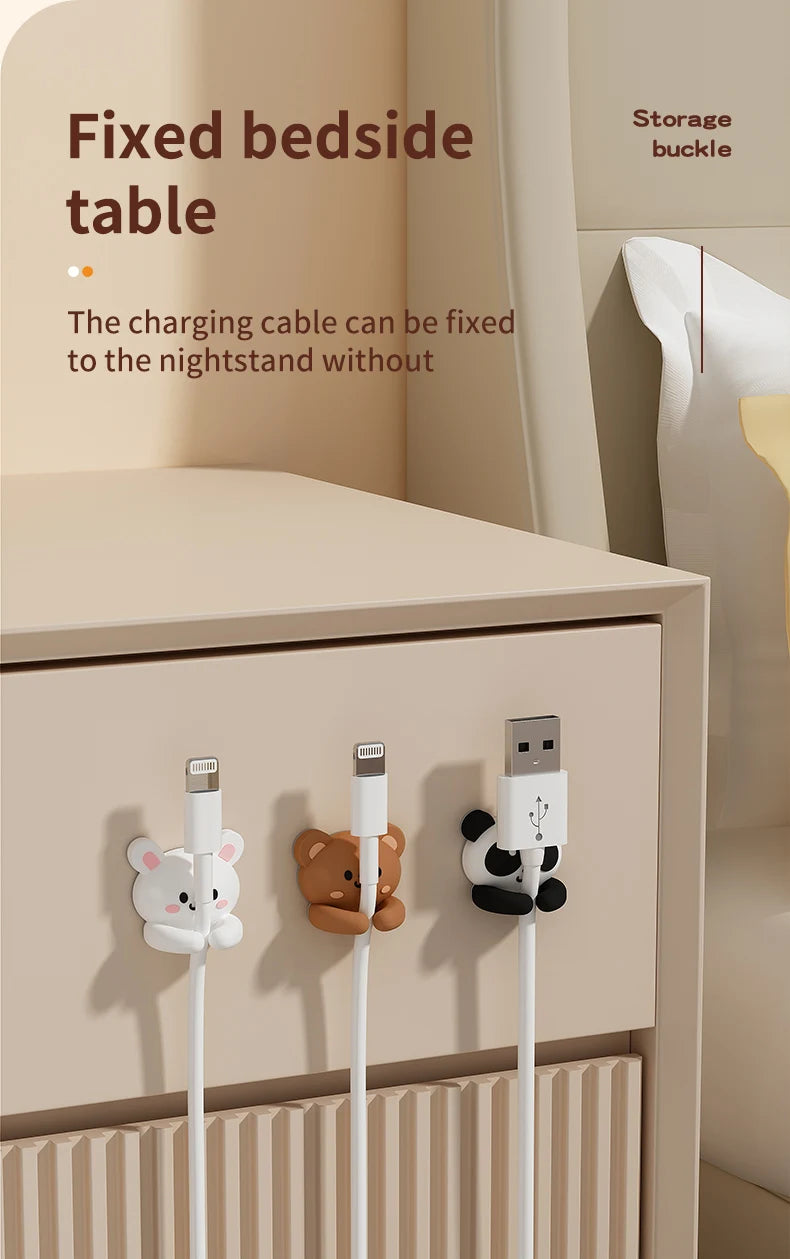 2/3pcs Cute Cartoon Desktop Cable Organizer Managers Self-Adhesive Winder Wire Cord Management Earphone Data Cable Clips Holder