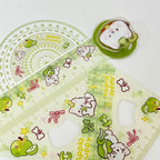 4pcs New Acrylic Ruler Set Red Kitten/Green Puppy Measurement Drawing Stationery Set Square Protractor Gift
