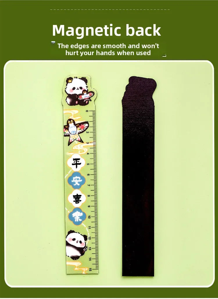 Cute Panda Magnetic Bookmark Ruler Student Creative Flexible Ruler 15cm Cartoon Rabbit Bear Capybara Magnetic Straight Ruler