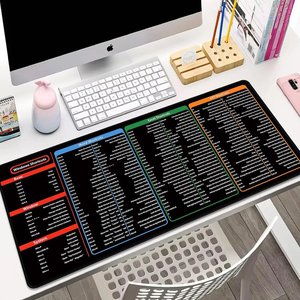 Spanish Excel/Word/Windows/PPT Cheat Sheet Mouse pad, Computer Keyboard Pad for Office Workers Students Office Desk Mat