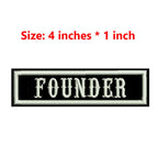 4 Inches Wide Iron On Embroidery White Texts And Border Name Tag PRESIDENT,ORIGINAL,SECRETARY,ROAD CAPTAIN,MEMBER,V. PRESIDENT