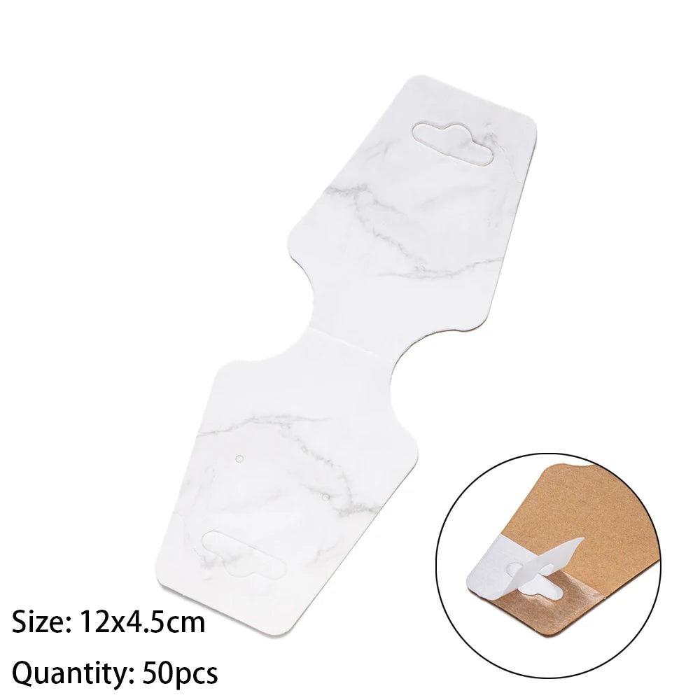 50Pcs Blank Necklace Bracelet Display Foldable Adhesive Price Tag Holder Cards Packaging For Jewelry Small Businesses Supplies