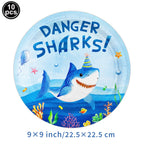 Ocean Shark Theme Disposable Tableware Cute Cartoon Marine Animal Plastic Tablecloth Kids Birthday Party Baby Shower Decor
