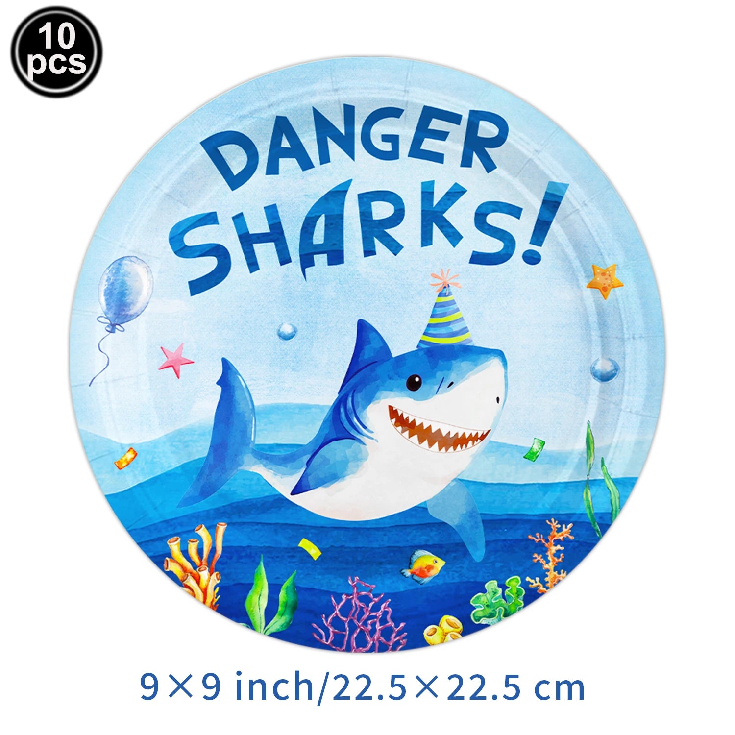 Ocean Shark Theme Disposable Tableware Cute Cartoon Marine Animal Plastic Tablecloth Kids Birthday Party Baby Shower Decor