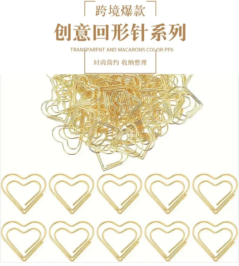 30pcs/pack Colorful Multi Shaped Heart-shaped Paper Clips, Colorful Macaron Mini Shaped Paper Clips