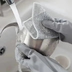 Thickened Steel Wire Cleaning Cloth Non-Scratch Double-layer Iron Microfiber Mesh Dishrag Washing Pot Rags Kitchen Towel