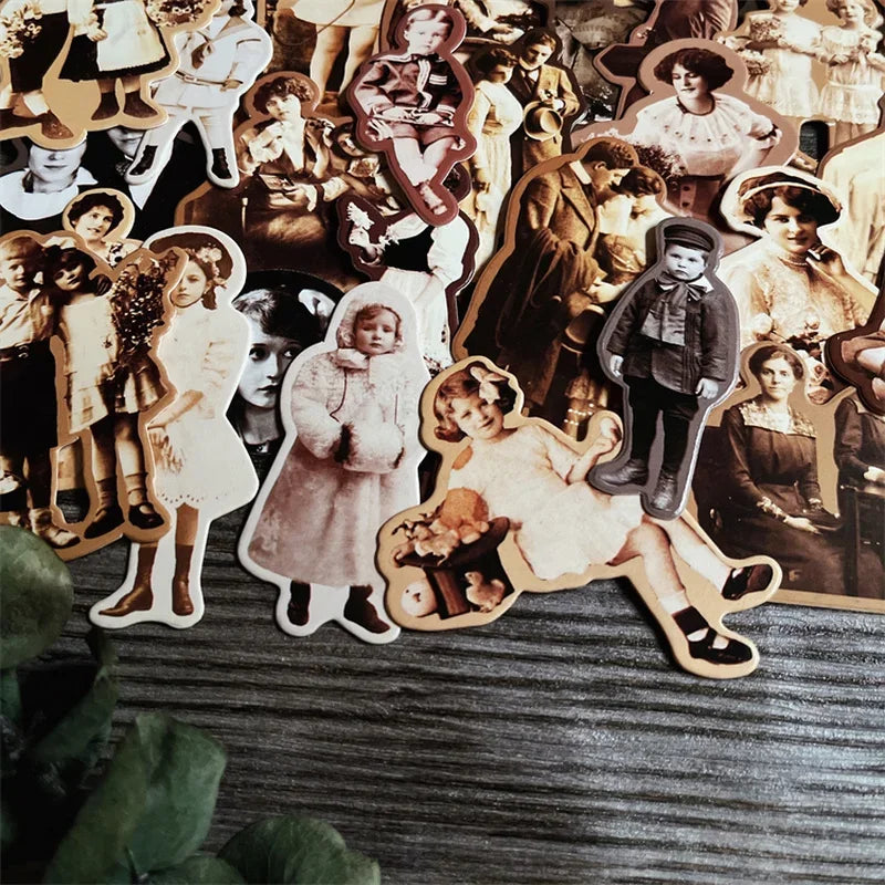 37Pcs Vintage Europen American Photo Craft Paper Dolls Junk Journal Ephemera DIY Cardstock Scrapbooking Material Thick Card