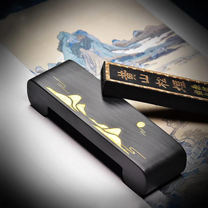 She Yan Water Wave Chinese Ink Stick Bed Natural Stone Stamp Holder Rest for Chinese Calligraphy Decoration Supply