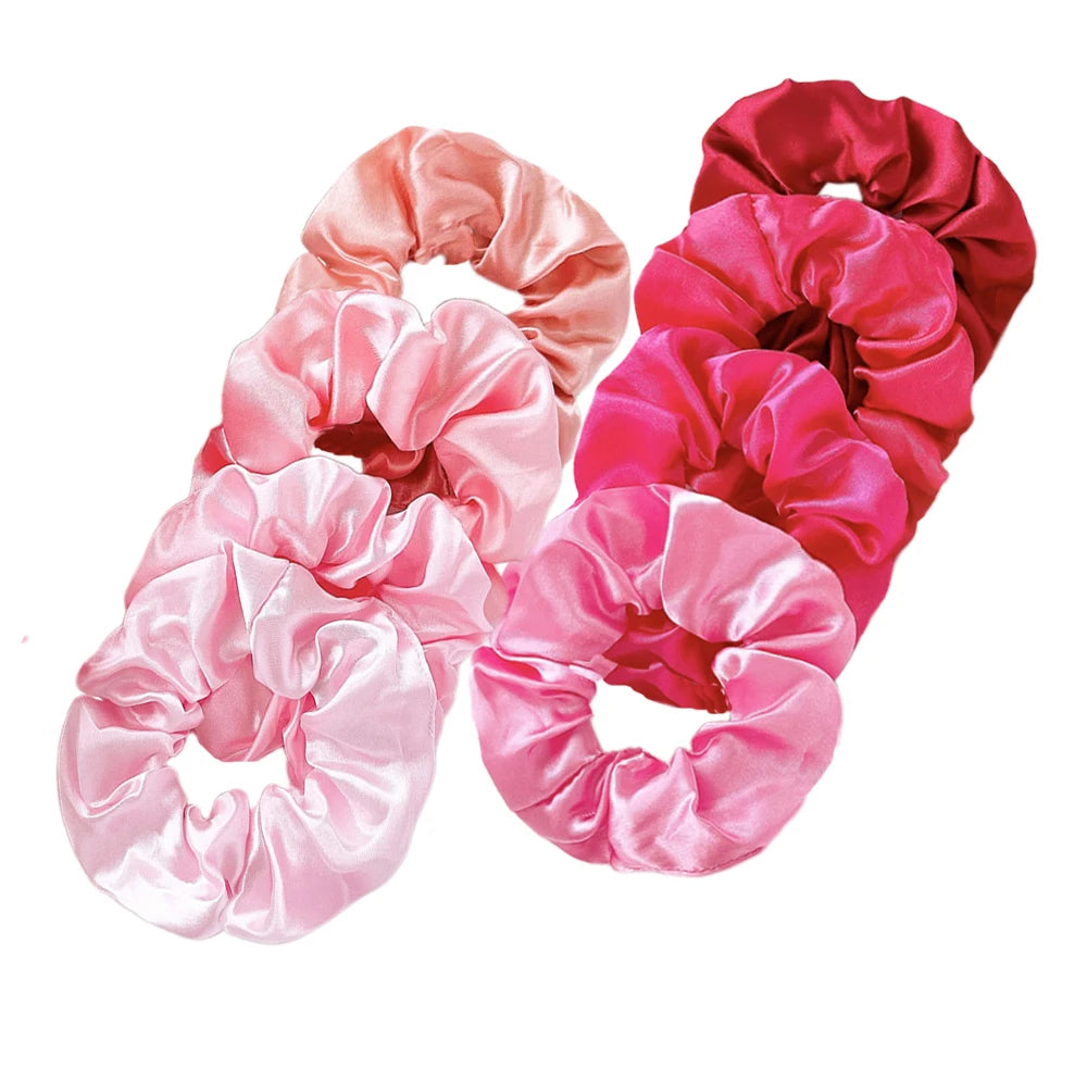 12/8pcs Premium Satin Large Intestine Hair Bands for Women Hundreds of Fabric Rubber Bands Hair Accessories