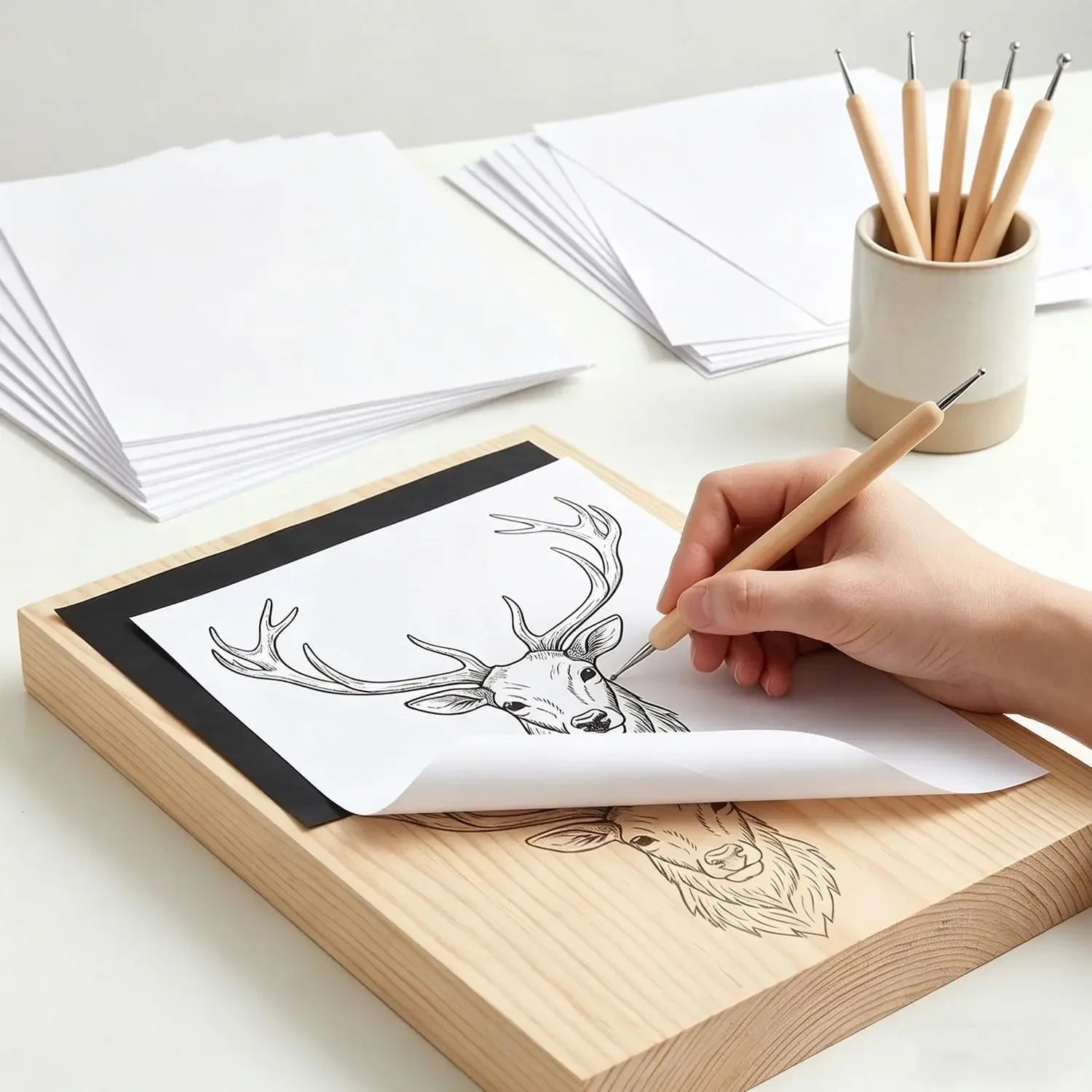 ERIKOLE White A4 Size Copy Carbon Paper Reusable Tracing Transfer Paper for Office School Home Canvas Wood Glass Metal Ceramic