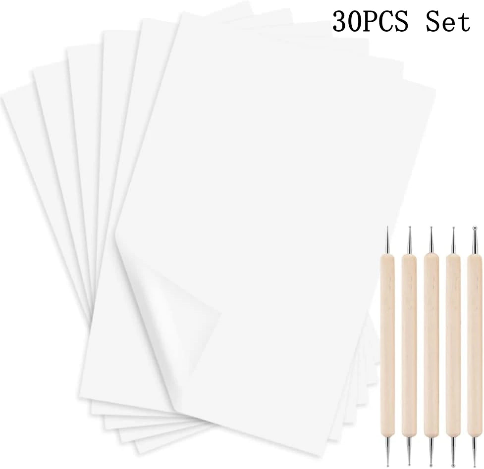 30/100pcs A4 Graphite Transfer Paper Tracing Painting Sheets White Copy Graphite Paper for Drawing Patterns Sketch Canvas Fabric