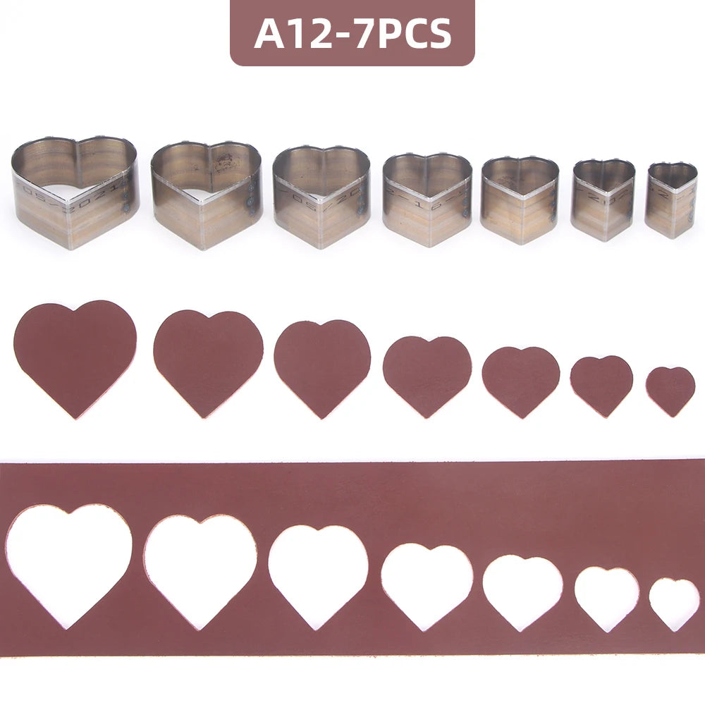 7Pcs Leather Die Cutter Hollow Punching Tool Cutting Mold Punching Die Set for Handmade DIY Leather Craft 20/25/30/35/40/45/50mm