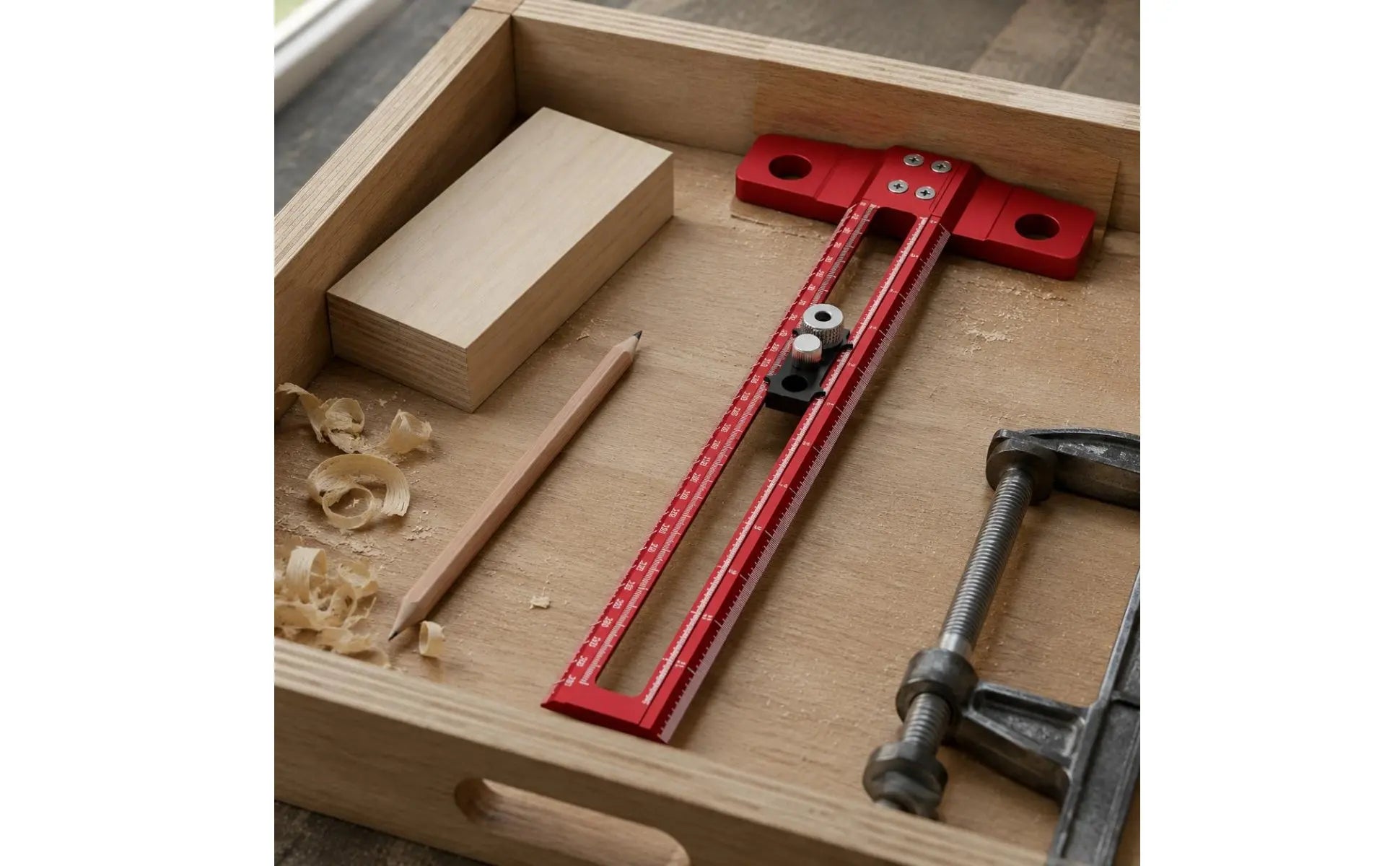 T-Square Ruler Aluminum Alloy Carpenter T Ruler Woodworking Marking Gauge Clamp Lock Design Hand Tool for Carpenters