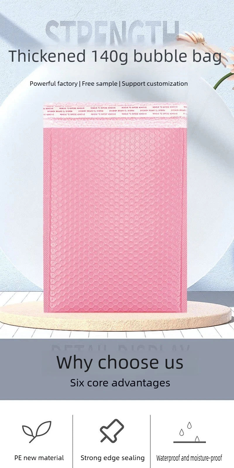100/1 PCS Pink Poly Bubble Mailers Padded Envelopes Self Seal Padded Envelopes Gift Bags Packaging Envelope School Supplies